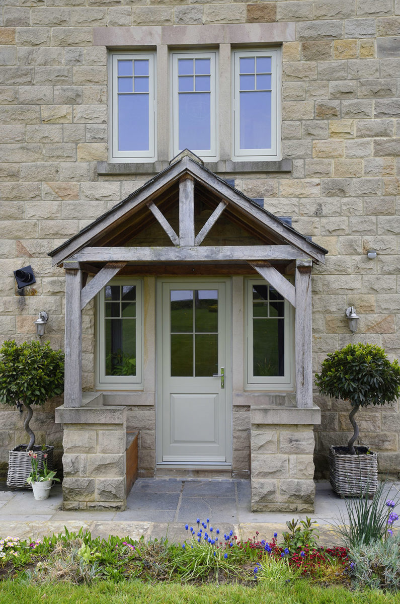 Bardwell entrance door and flush casement windows in French Grey