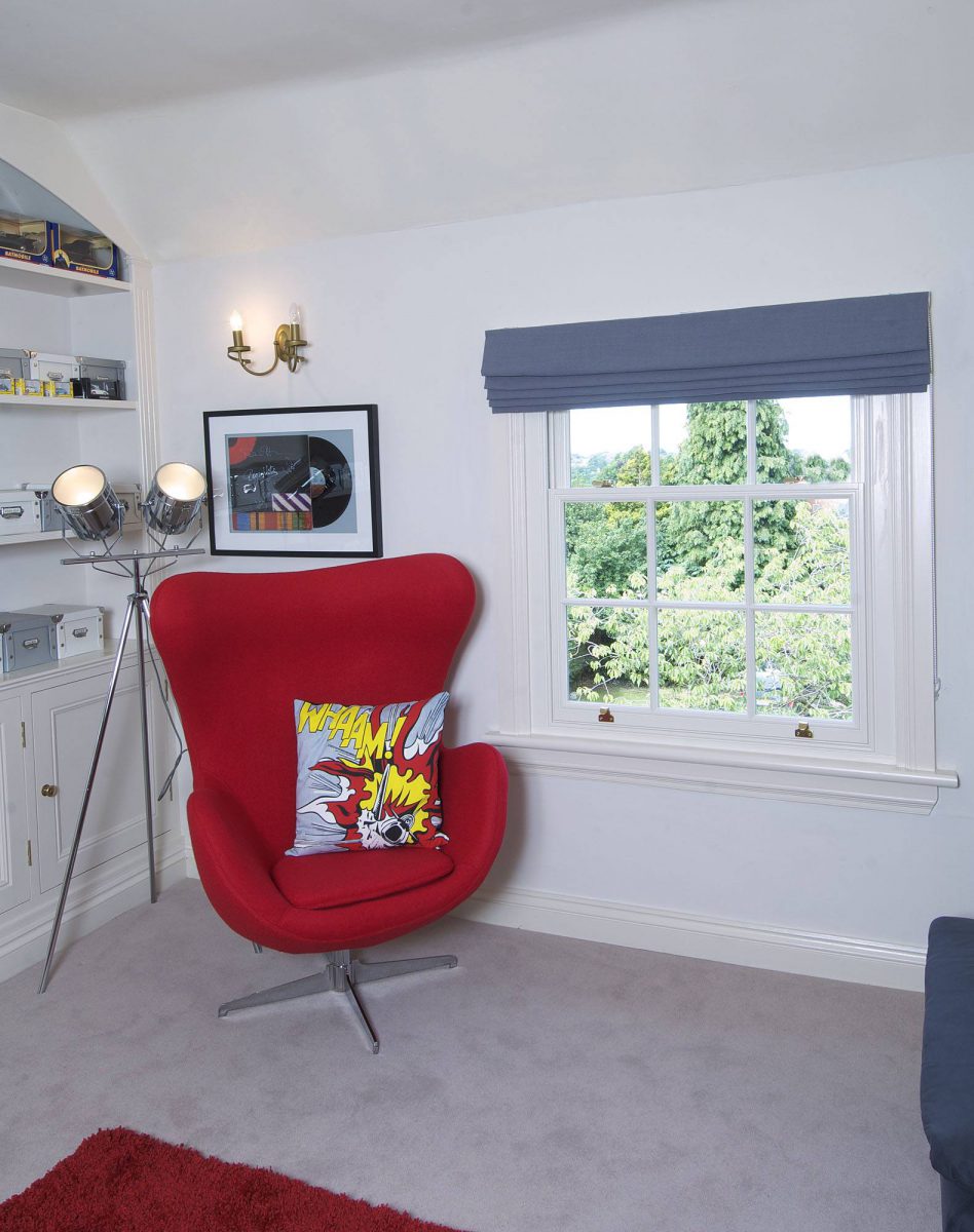 Small, double glazed new sash window in bedroom Wolverhampton