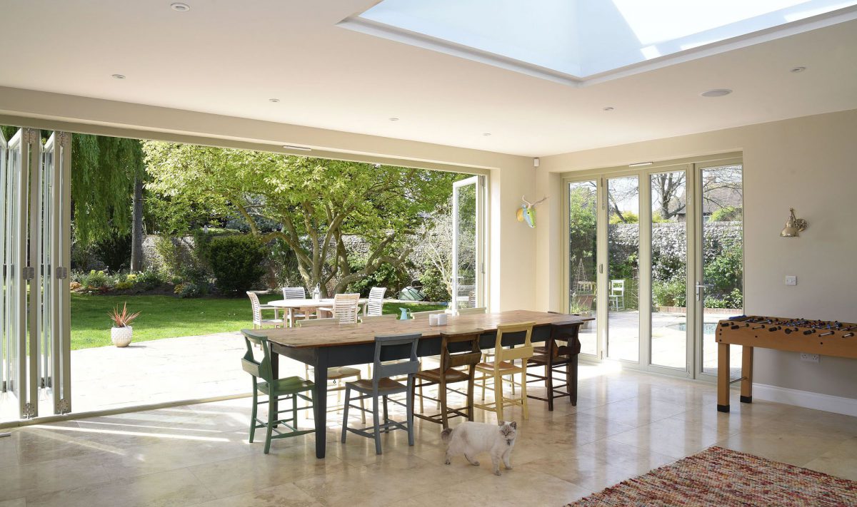 New Timber Double Glazed Bi-Fold Doors Interior View Bosham, Sussex
