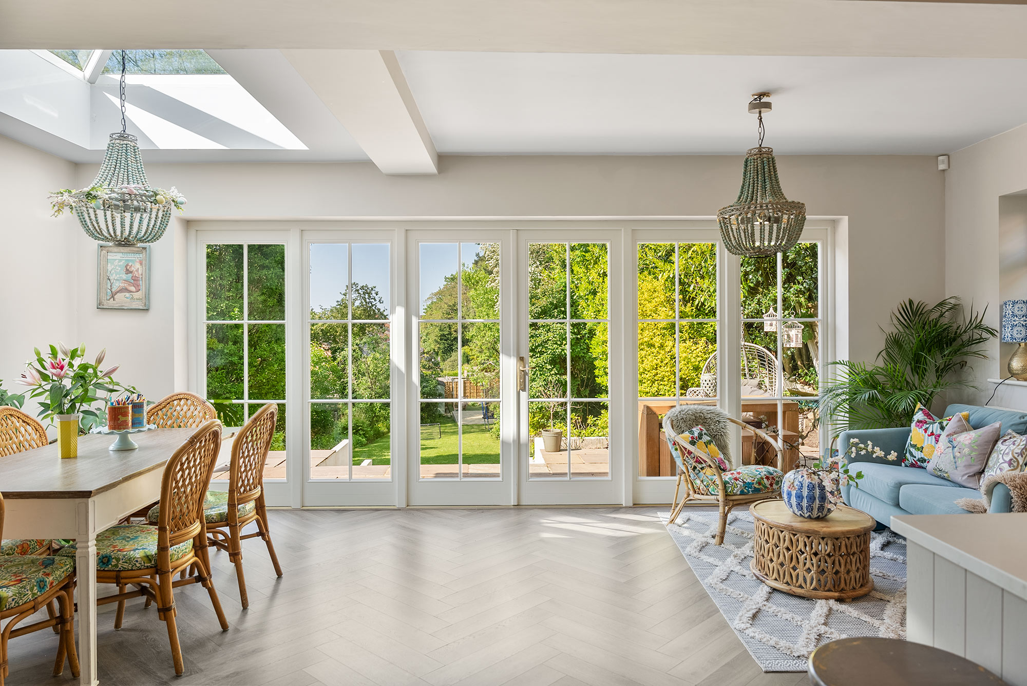 Off Set Doors French Doors | Off-White | Aged Brass Hardware | Cheshire