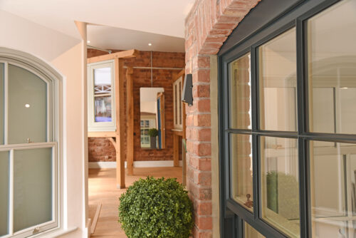 a selection of windows on display in a showroom