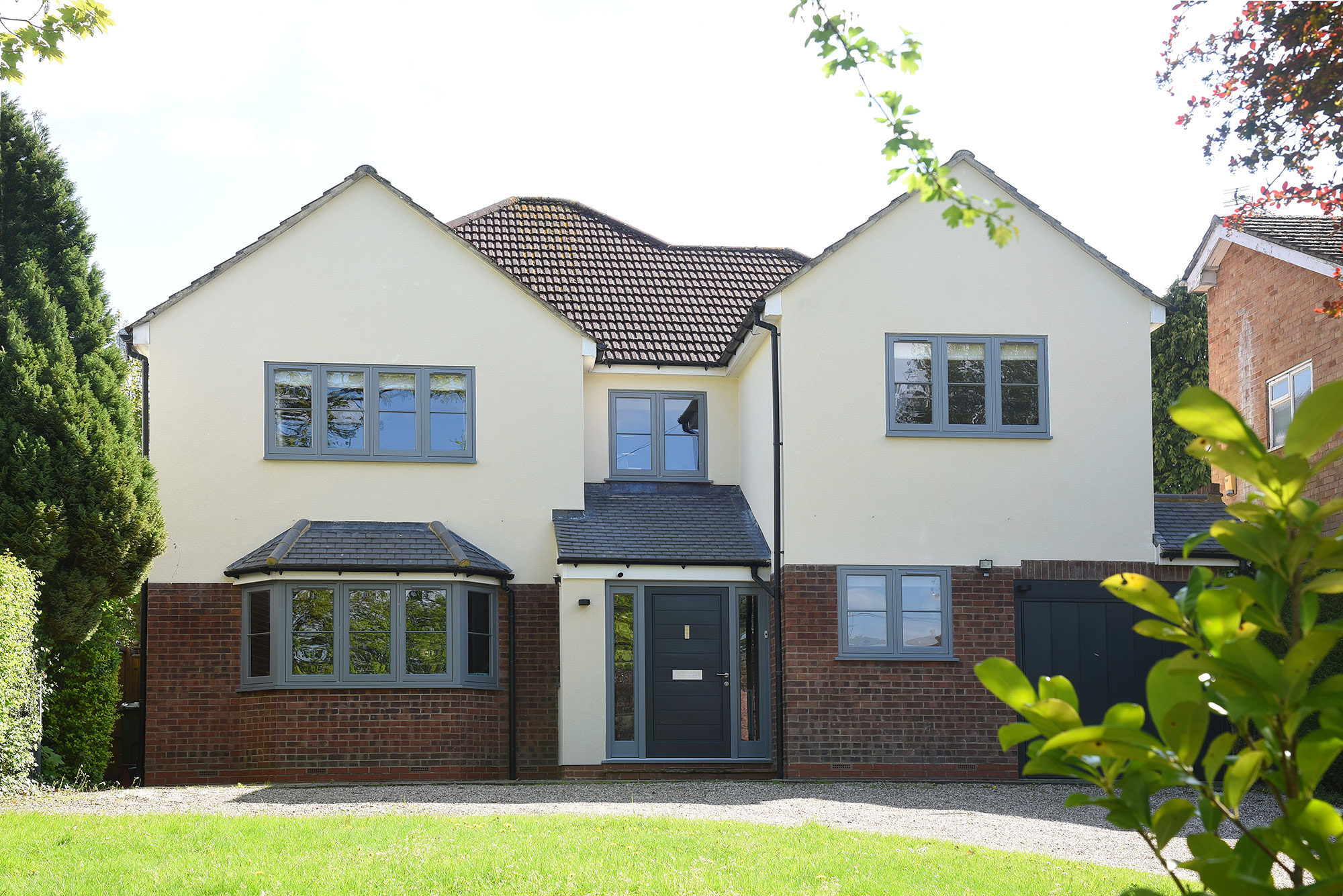 a contemporary styled home with new timber windows and doors