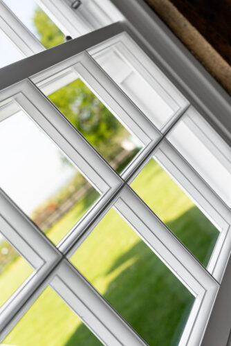 a white putty glazed georgian sash window